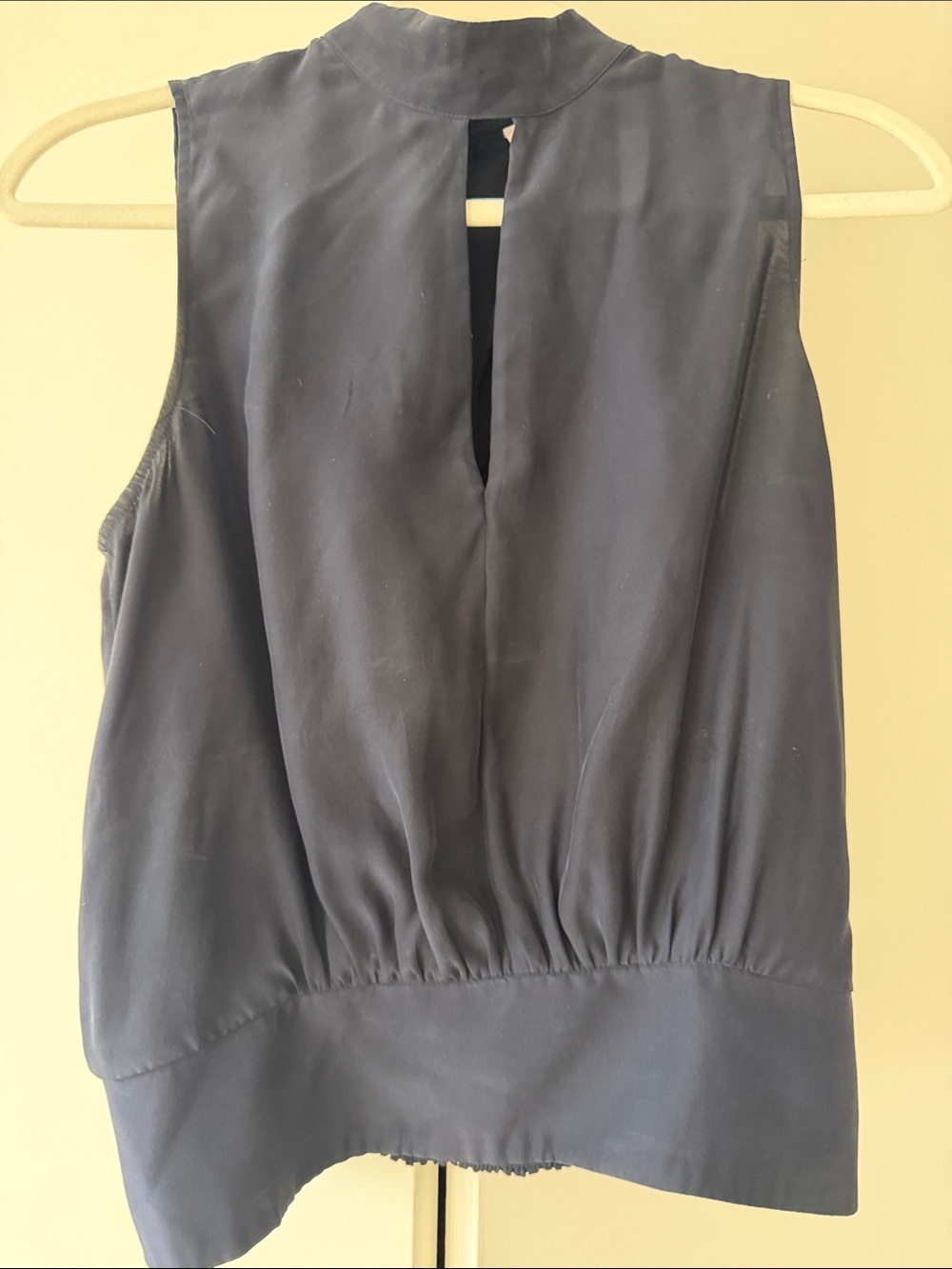 Frame Denim Navy Sleeveless Keyhole Back Blouse